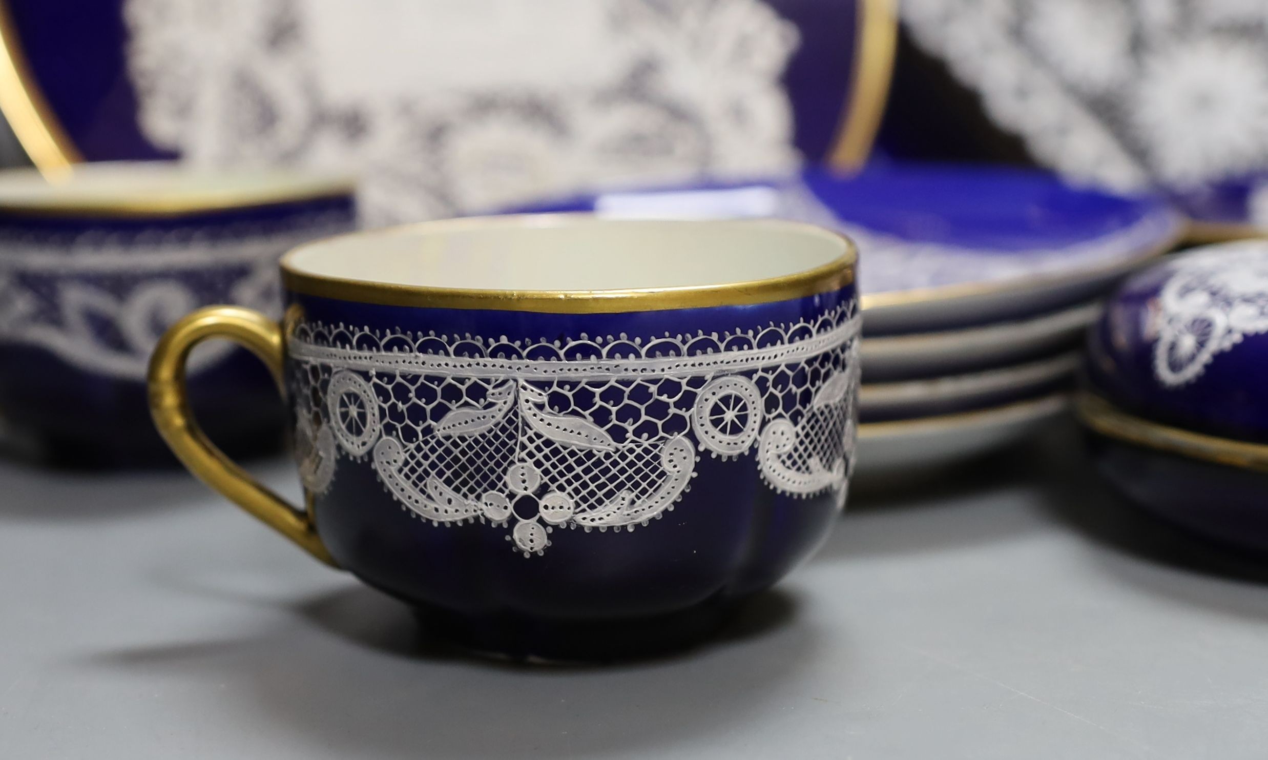 An assortment of Venetian lace-pattern ceramics